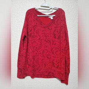 Athleta Red Coaster Luxe Sweatshirt with Swirl Pattern Print Women's Medium